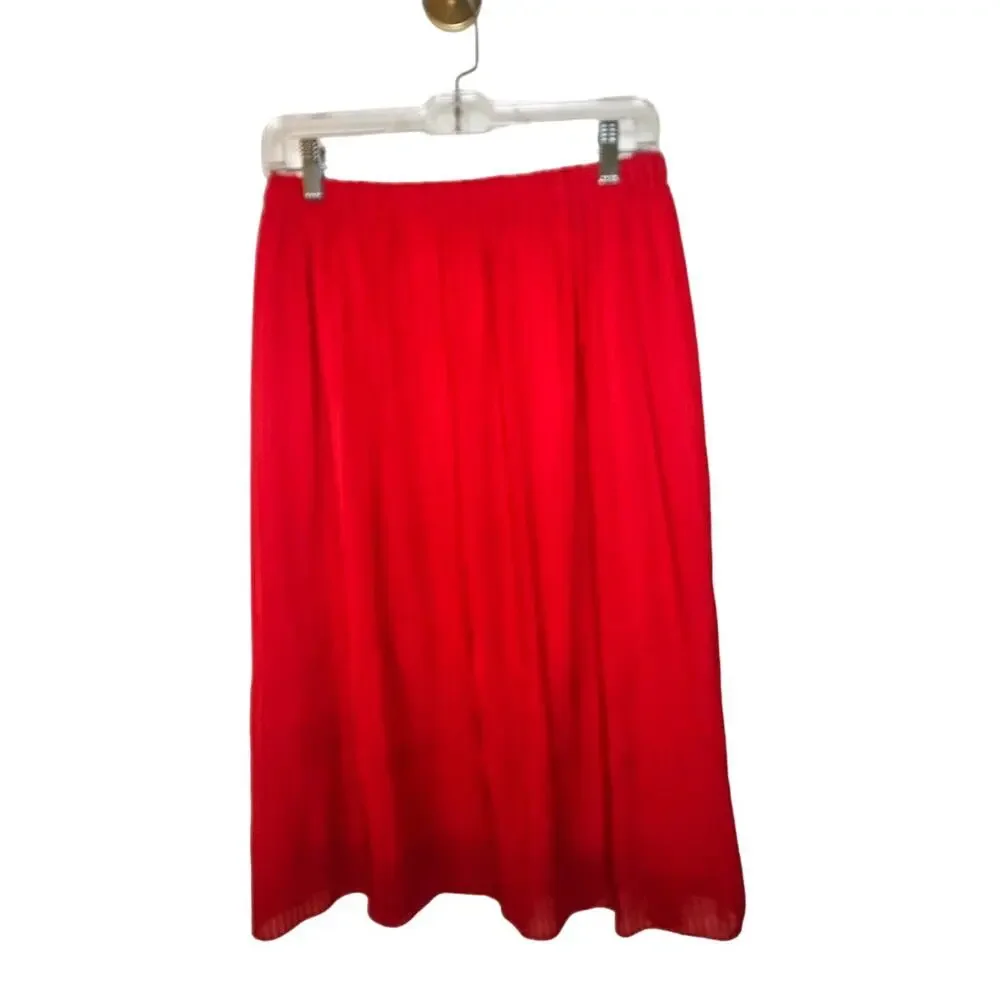 Vintage Three Flags California Red Pleated Midi Skirt